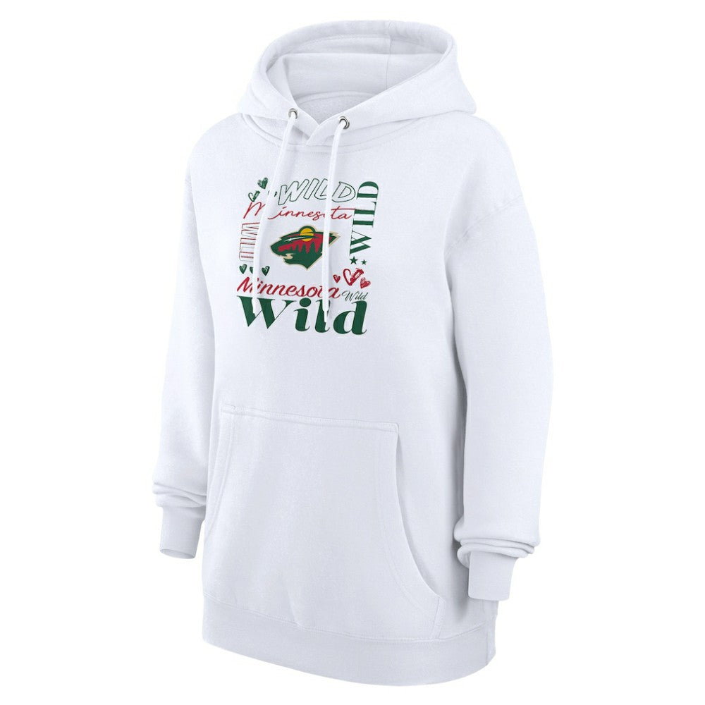 NHL White Minnesota Wild G-III 4Her by Carl Banks Women's Collage Team Graphic Tri-Blend Fleece Pullover Hoodie