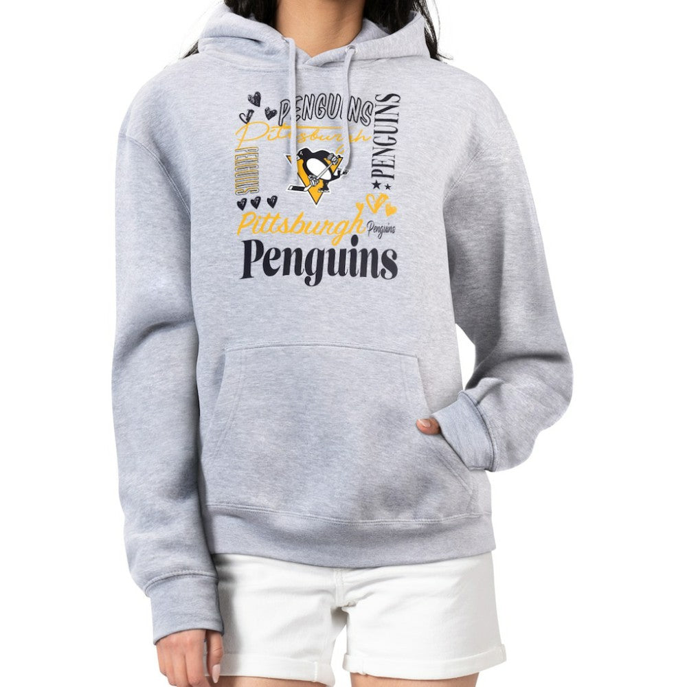 NHL Heather Gray Pittsburgh Penguins G-III 4Her by Carl Banks Women's Collage Team Graphic Tri-Blend Fleece Pullover Hoodie
