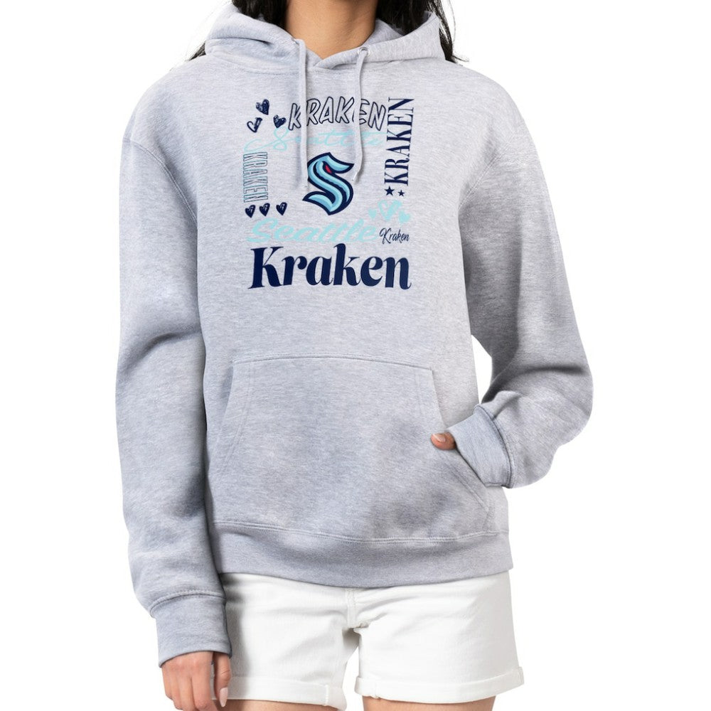 NHL Heather Gray Seattle Kraken G-III 4Her by Carl Banks Women's Collage Team Graphic Tri-Blend Fleece Pullover Hoodie