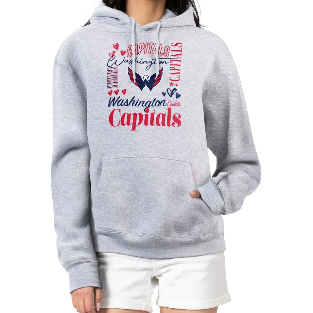 NHL Heather Gray Washington Capitals G-III 4Her by Carl Banks Women's Collage Team Graphic Fleece Pullover Hoodie