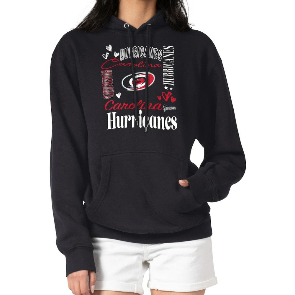 NHL Black Carolina Hurricanes G-III 4Her by Carl Banks Women's Collage Team Graphic Tri-Blend Fleece Pullover Hoodie