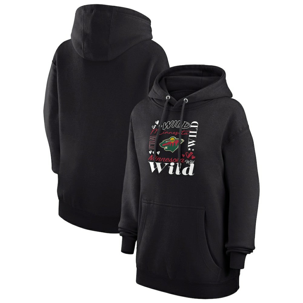NHL Black Minnesota Wild G-III 4Her by Carl Banks Women's Collage Team Graphic Tri-Blend Fleece Pullover Hoodie