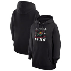 NHL Black Minnesota Wild G-III 4Her by Carl Banks Women's Collage Team Graphic Tri-Blend Fleece Pullover Hoodie