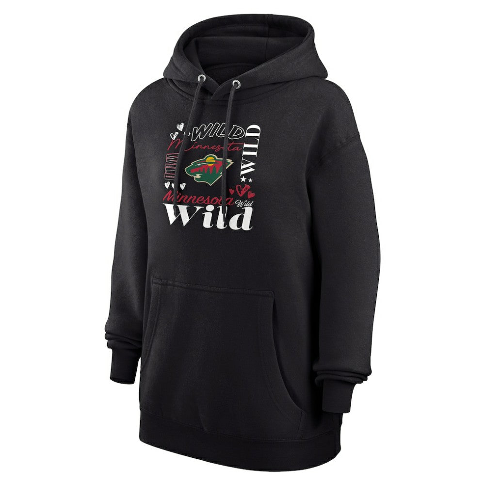 NHL Black Minnesota Wild G-III 4Her by Carl Banks Women's Collage Team Graphic Tri-Blend Fleece Pullover Hoodie
