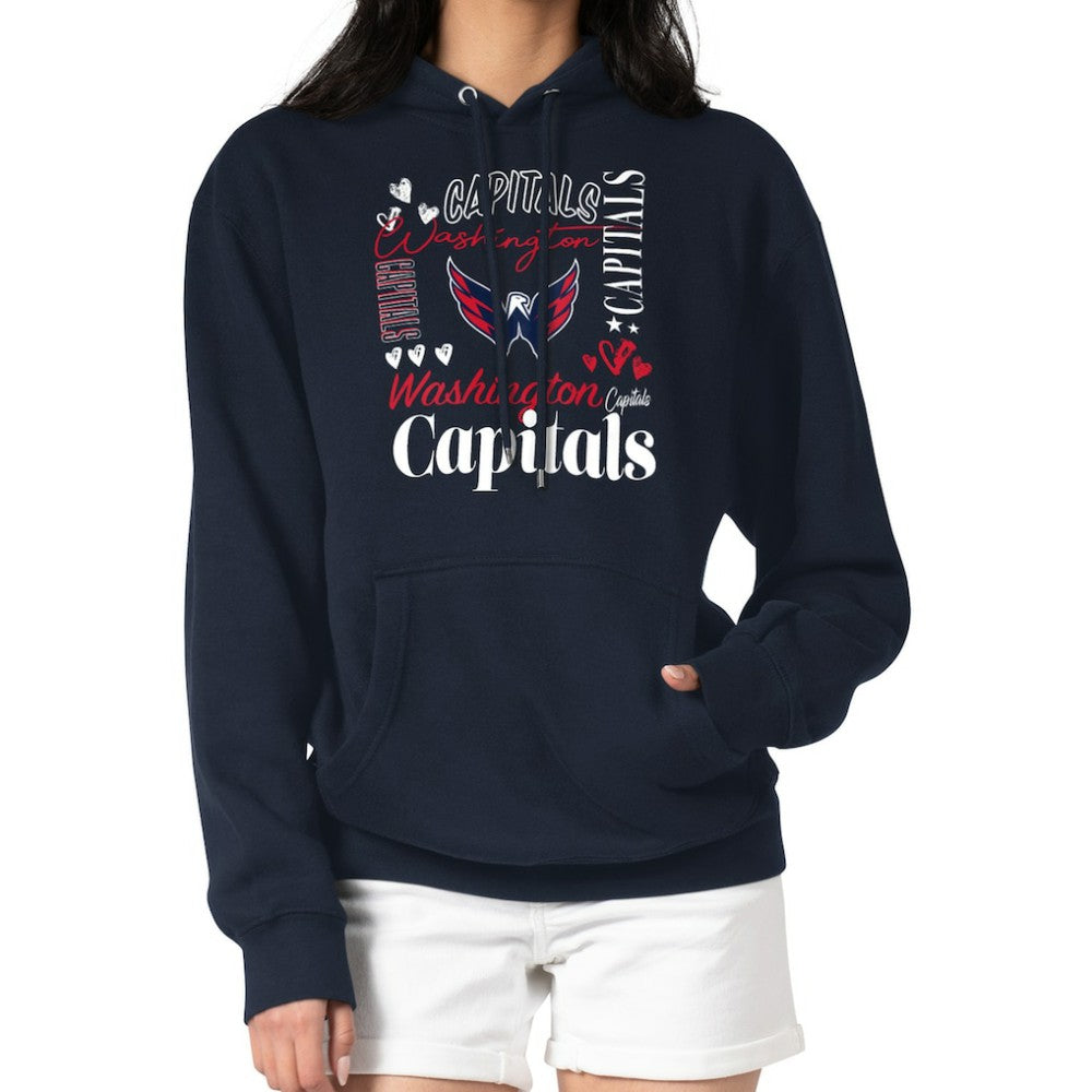 NHL Navy Washington Capitals G-III 4Her by Carl Banks Women's Collage Team Graphic Tri-Blend Fleece Pullover Hoodie