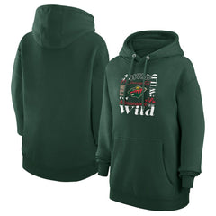 NHL Olive Minnesota Wild G-III 4Her by Carl Banks Women's Collage Team Graphic Tri-Blend Fleece Pullover Hoodie