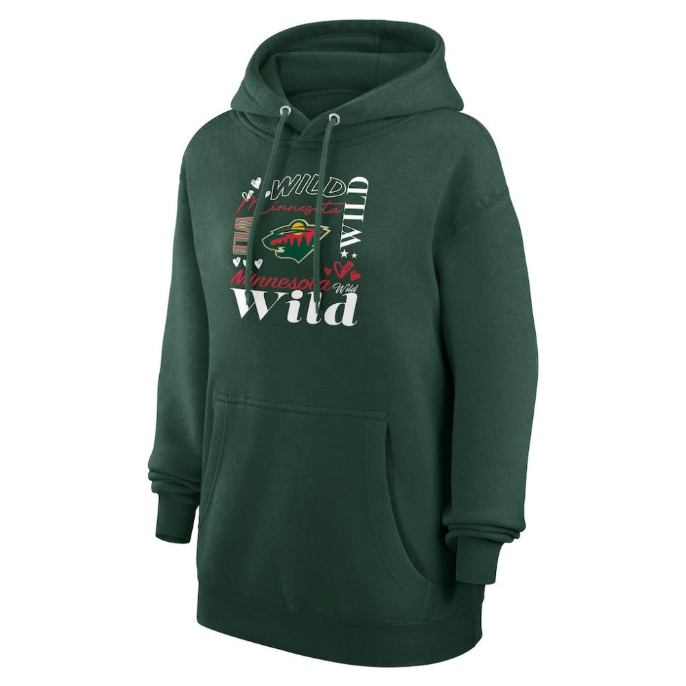 NHL Olive Minnesota Wild G-III 4Her by Carl Banks Women's Collage Team Graphic Tri-Blend Fleece Pullover Hoodie