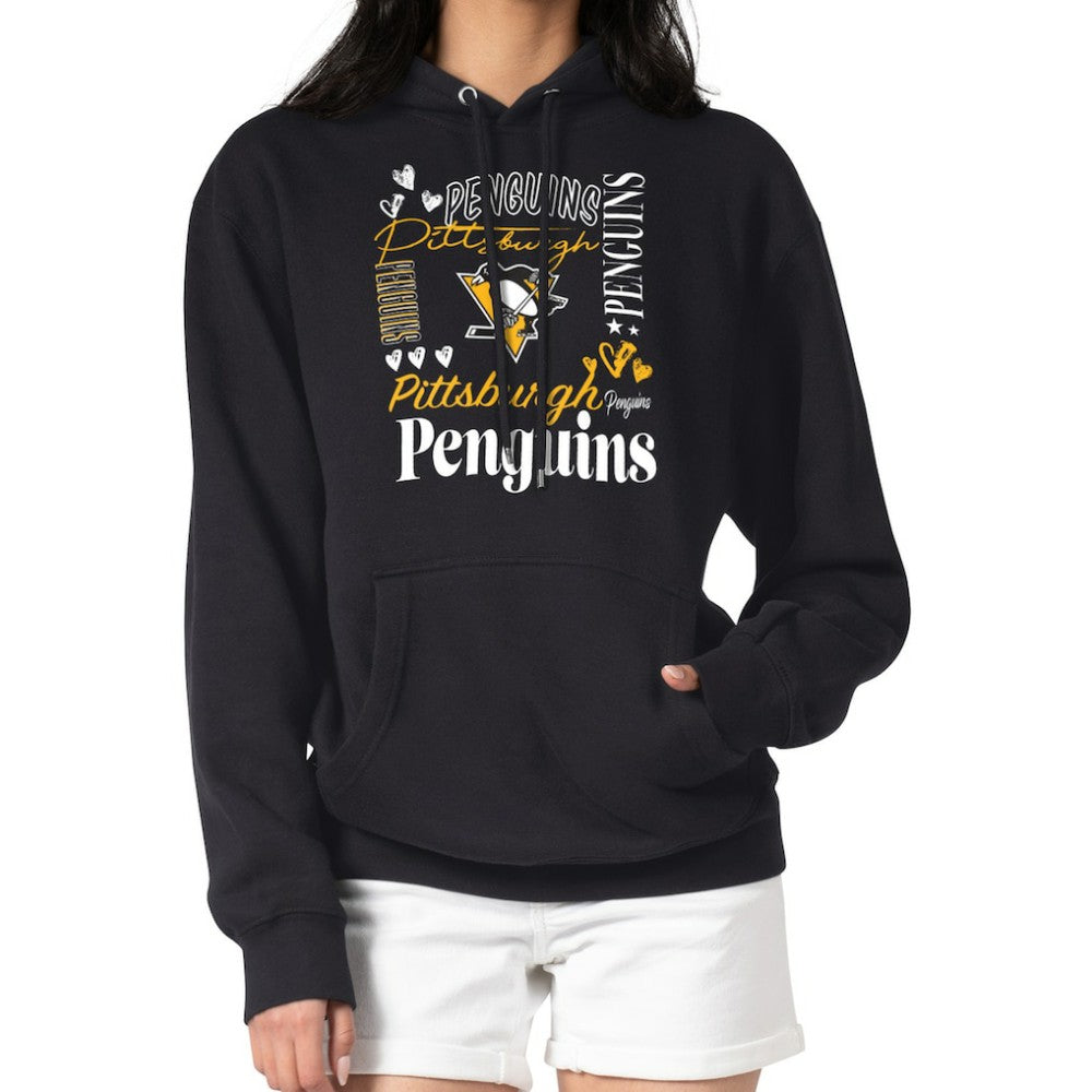 NHL Black Pittsburgh Penguins G-III 4Her by Carl Banks Women's Collage Team Graphic Tri-Blend Fleece Pullover Hoodie
