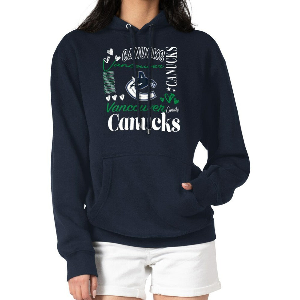 NHL Navy Vancouver Canucks G-III 4Her by Carl Banks Women's Collage Team Graphic Tri-Blend Fleece Pullover Hoodie