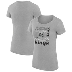 NHL Heather Gray Los Angeles Kings G-III 4Her by Carl Banks Women's Super-Slim Fit Lightweight Collage Team Graphic T-Shirt
