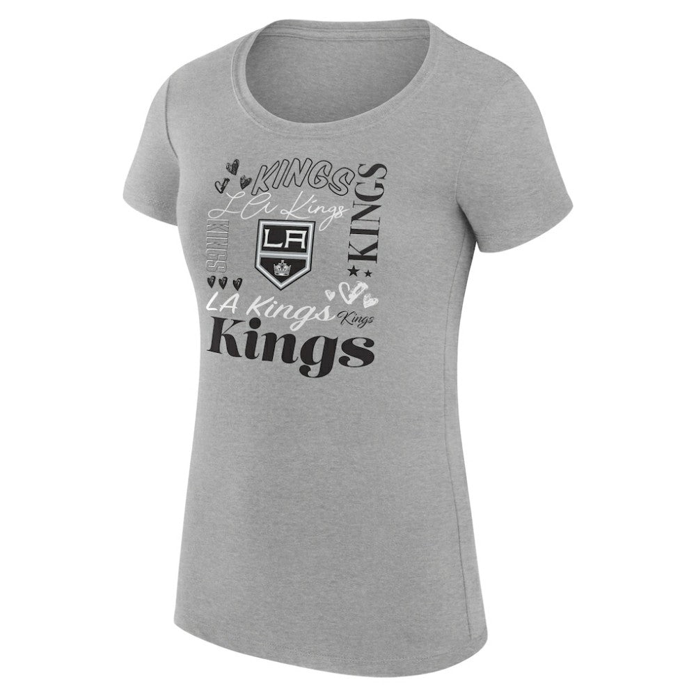 NHL Heather Gray Los Angeles Kings G-III 4Her by Carl Banks Women's Super-Slim Fit Lightweight Collage Team Graphic T-Shirt