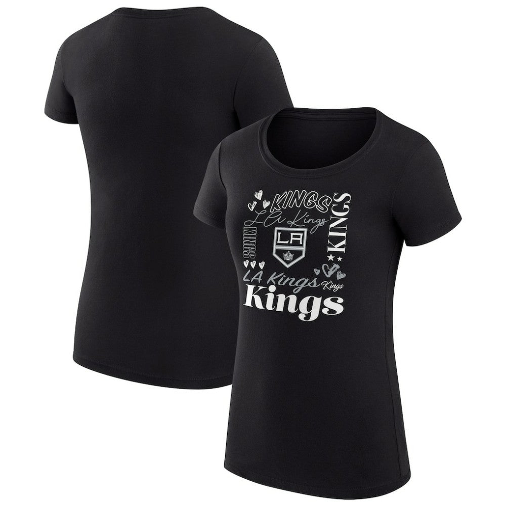 NHL Black Los Angeles Kings G-III 4Her by Carl Banks Women's Super-Slim Fit Lightweight Collage Team Graphic T-Shirt