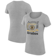 NHL Heather Gray Boston Bruins G-III 4Her by Carl Banks Women's Super-Slim Fit Lightweight Collage Team Graphic T-Shirt