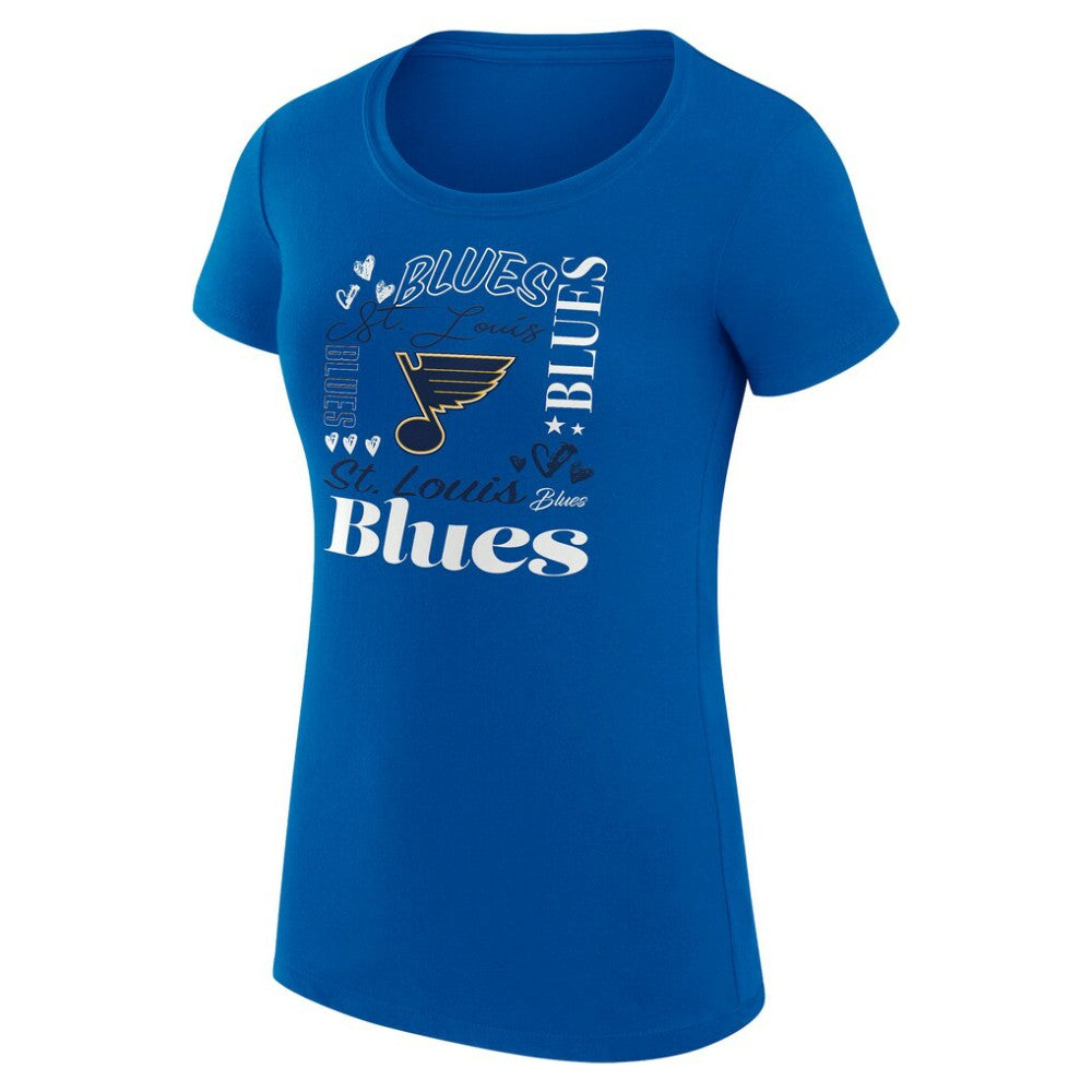 NHL Blue St. Louis Blues G-III 4Her by Carl Banks Women's Super-Slim Fit Lightweight Collage Team Graphic T-Shirt