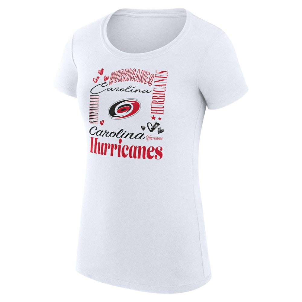 NHL White Carolina Hurricanes G-III 4Her by Carl Banks Women's Super-Slim Fit Lightweight Collage Team Graphic T-Shirt