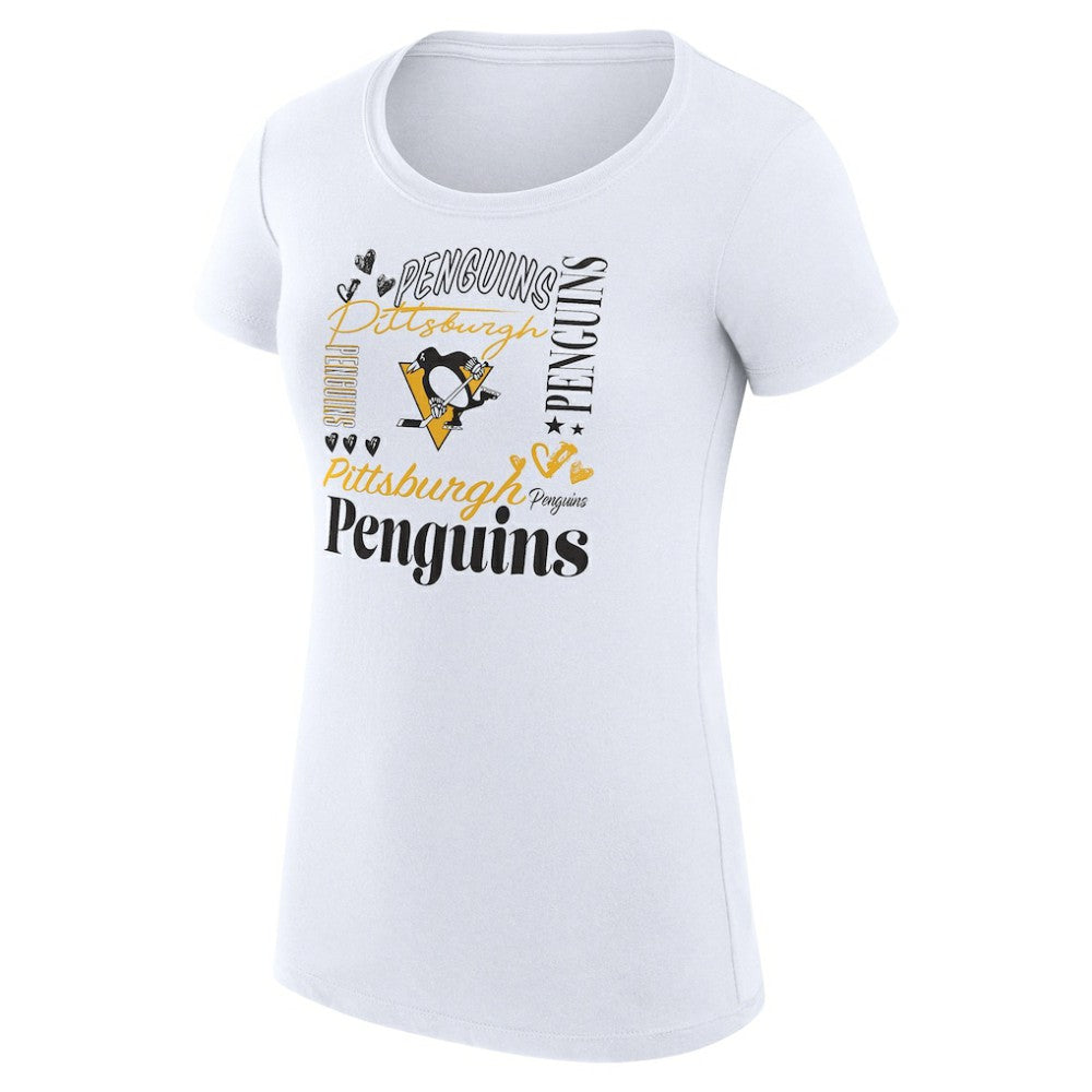 NHL White Pittsburgh Penguins G-III 4Her by Carl Banks Women's Super-Slim Fit Lightweight Collage Team Graphic T-Shirt