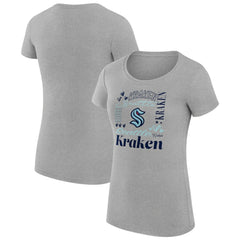 NHL Heather Gray Seattle Kraken G-III 4Her by Carl Banks Women's Super-Slim Fit Lightweight Collage Team Graphic T-Shirt