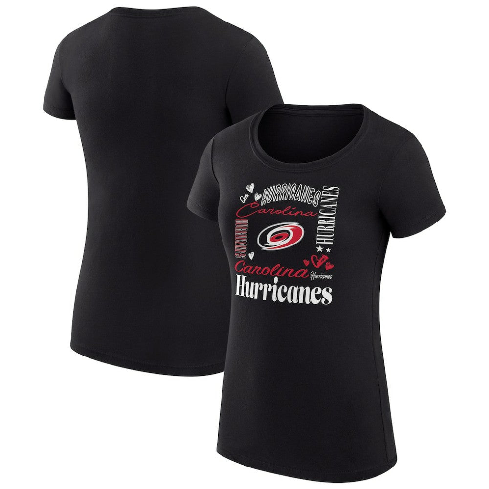 NHL Black Carolina Hurricanes G-III 4Her by Carl Banks Women's Super-Slim Fit Lightweight Collage Team Graphic T-Shirt
