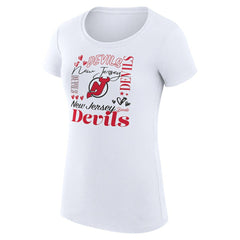 NHL White New Jersey Devils G-III 4Her by Carl Banks Women's Super-Slim Fit Lightweight Collage Team Graphic T-Shirt