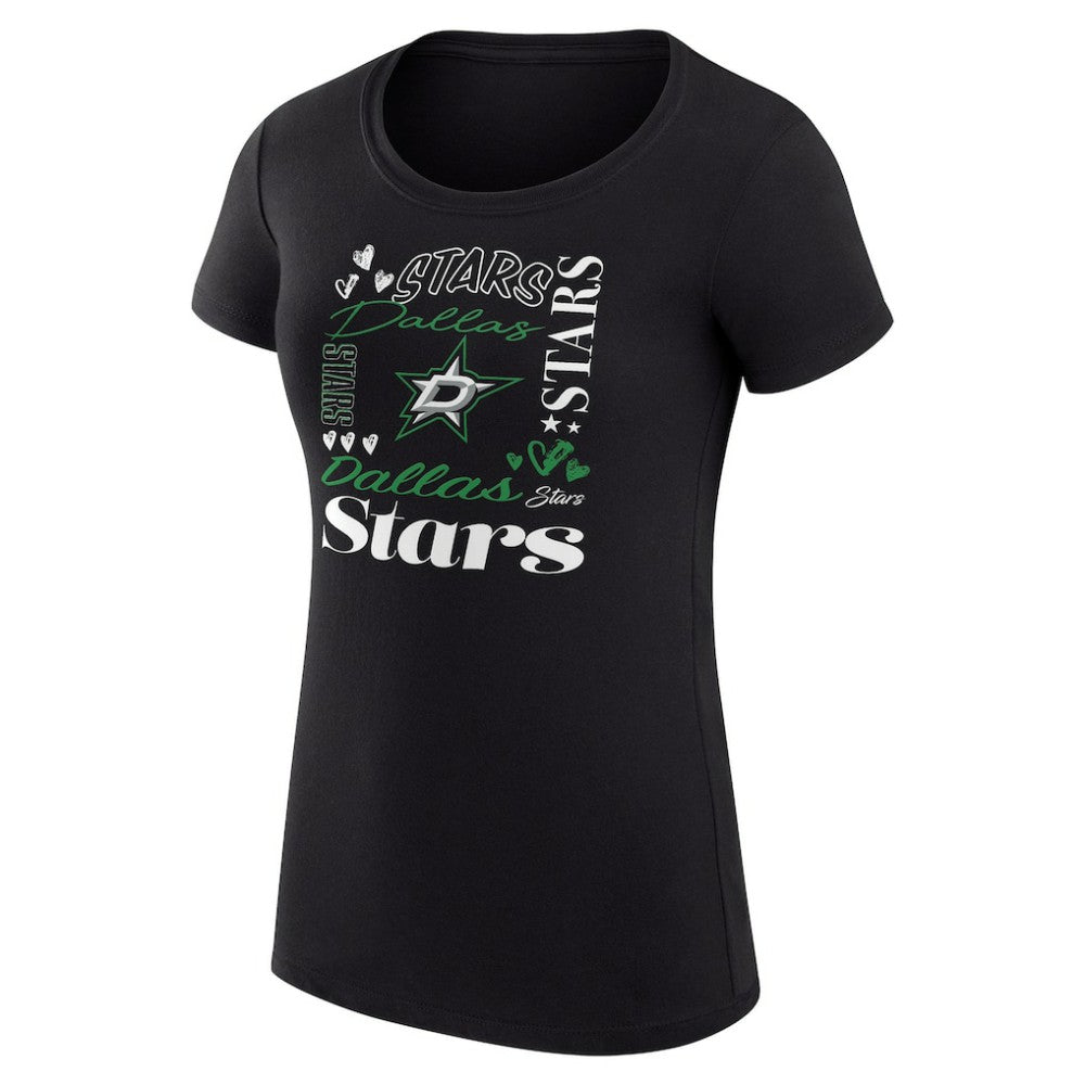 NHL Black Dallas Stars G-III 4Her by Carl Banks Women's Super-Slim Fit Lightweight Collage Team Graphic T-Shirt