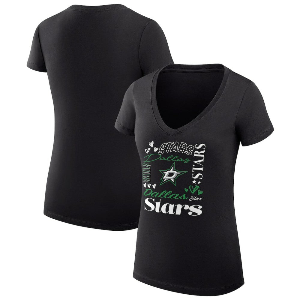 NHL Black Dallas Stars G-III 4Her by Carl Banks Women's Super-Slim Fit Lightweight Collage Team Graphic T-Shirt
