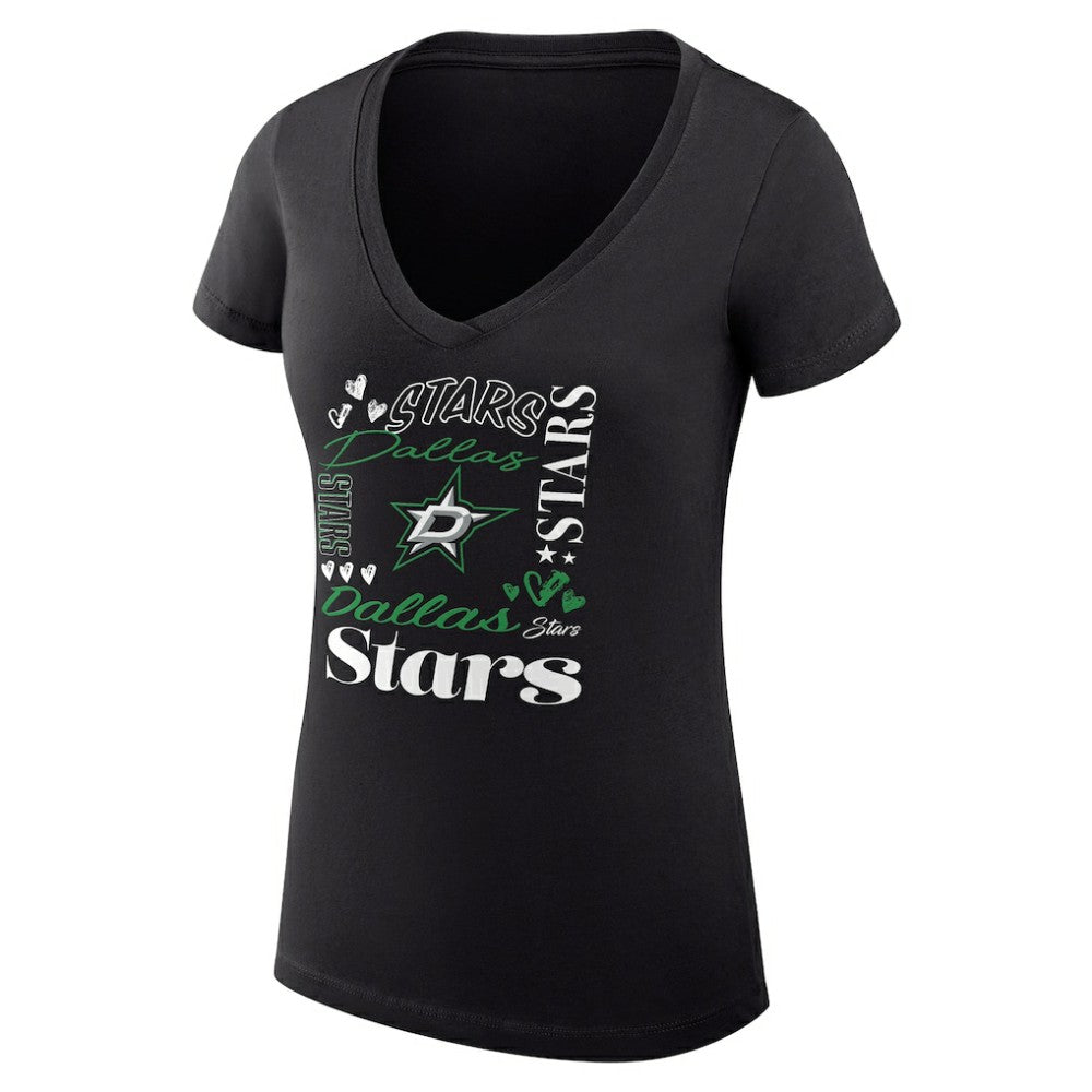 NHL Black Dallas Stars G-III 4Her by Carl Banks Women's Super-Slim Fit Lightweight Collage Team Graphic T-Shirt