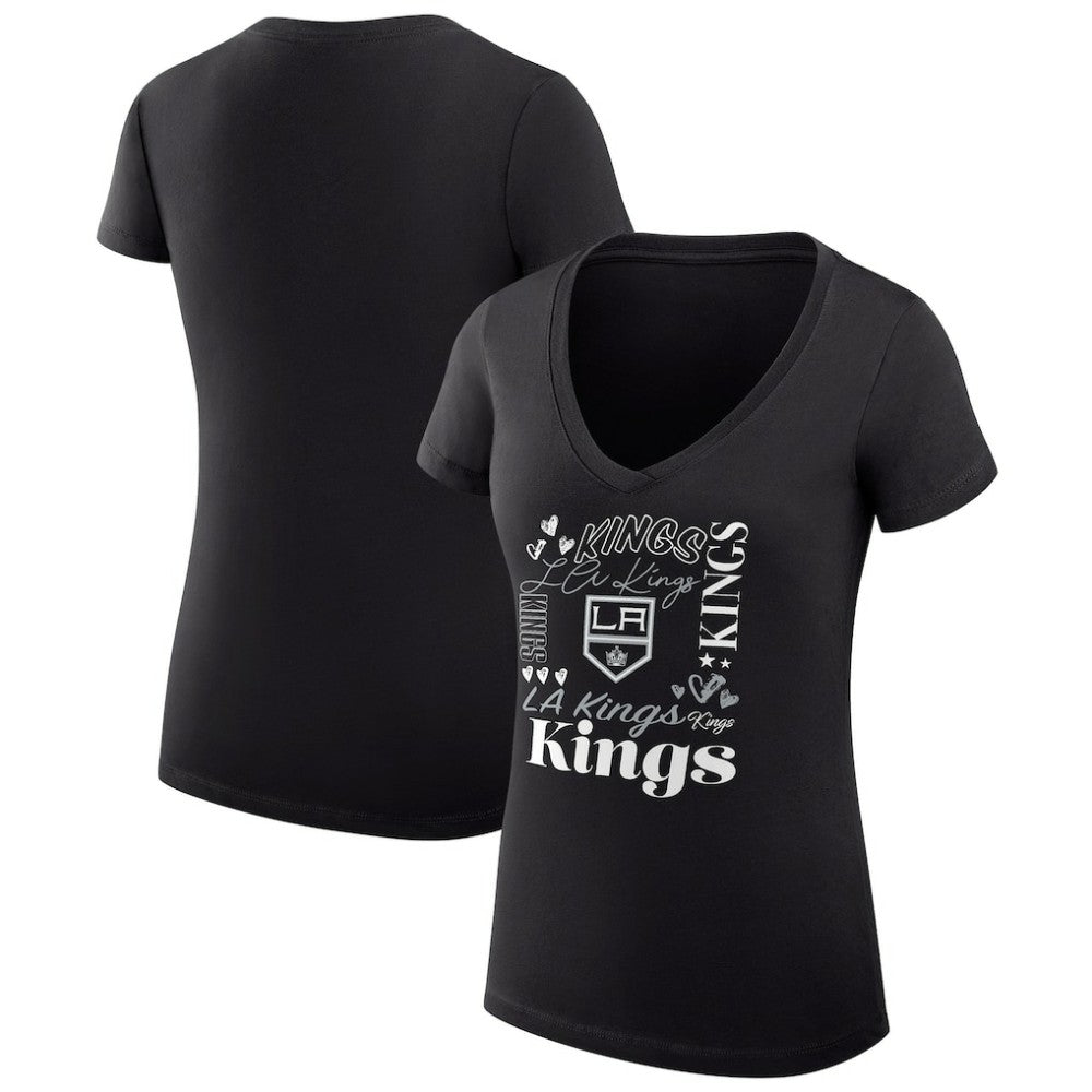 NHL Black Los Angeles Kings G-III 4Her by Carl Banks Women's Super-Slim Fit Lightweight Collage Team Graphic T-Shirt
