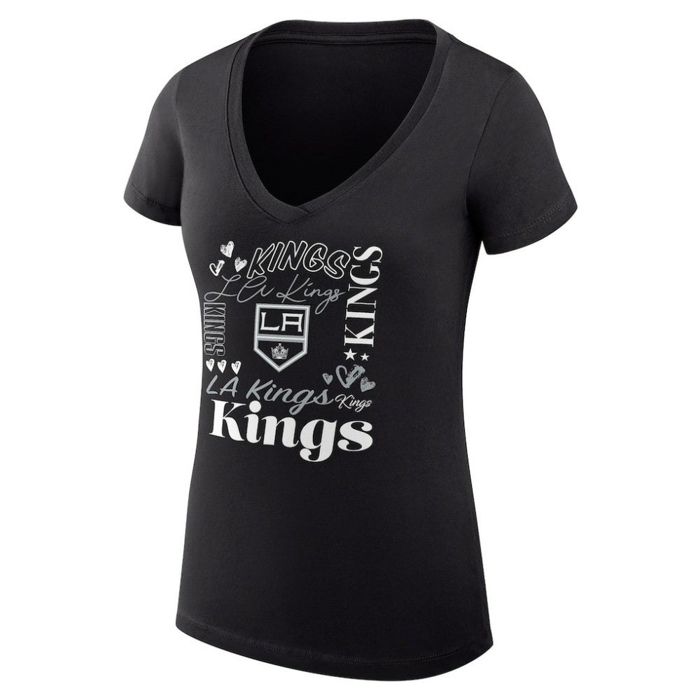 NHL Black Los Angeles Kings G-III 4Her by Carl Banks Women's Super-Slim Fit Lightweight Collage Team Graphic T-Shirt