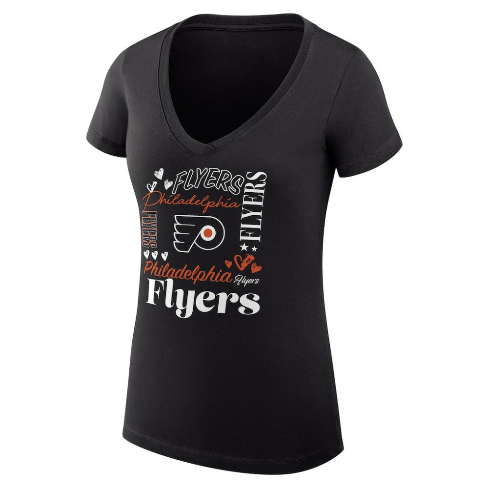 NHL Black Philadelphia Flyers G-III 4Her by Carl Banks Women's Super-Slim Fit Lightweight Collage Team Graphic T-Shirt