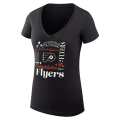 NHL Black Philadelphia Flyers G-III 4Her by Carl Banks Women's Super-Slim Fit Lightweight Collage Team Graphic T-Shirt