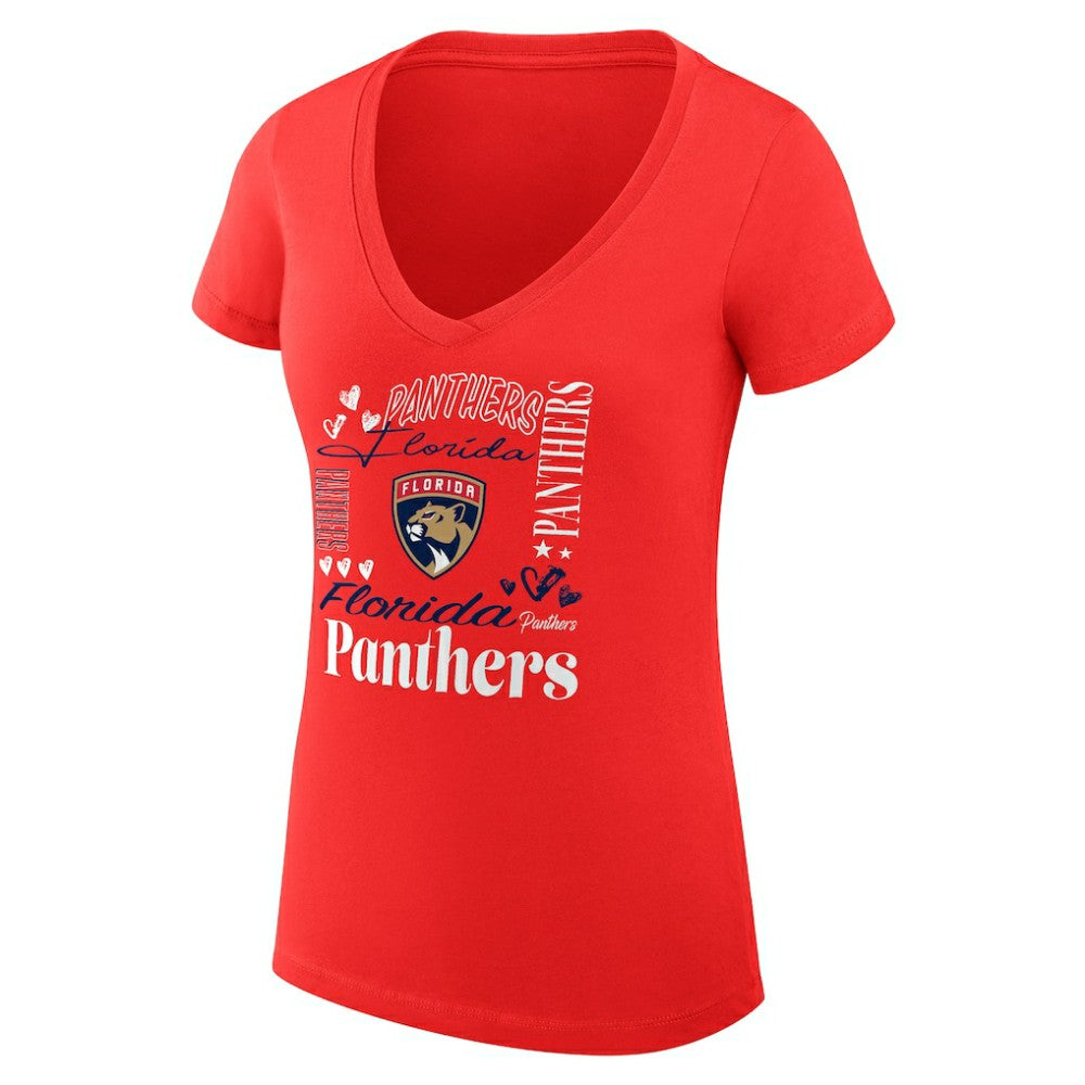 NHL Red Florida Panthers G-III 4Her by Carl Banks Women's Super-Slim Fit Lightweight Collage Team Graphic T-Shirt