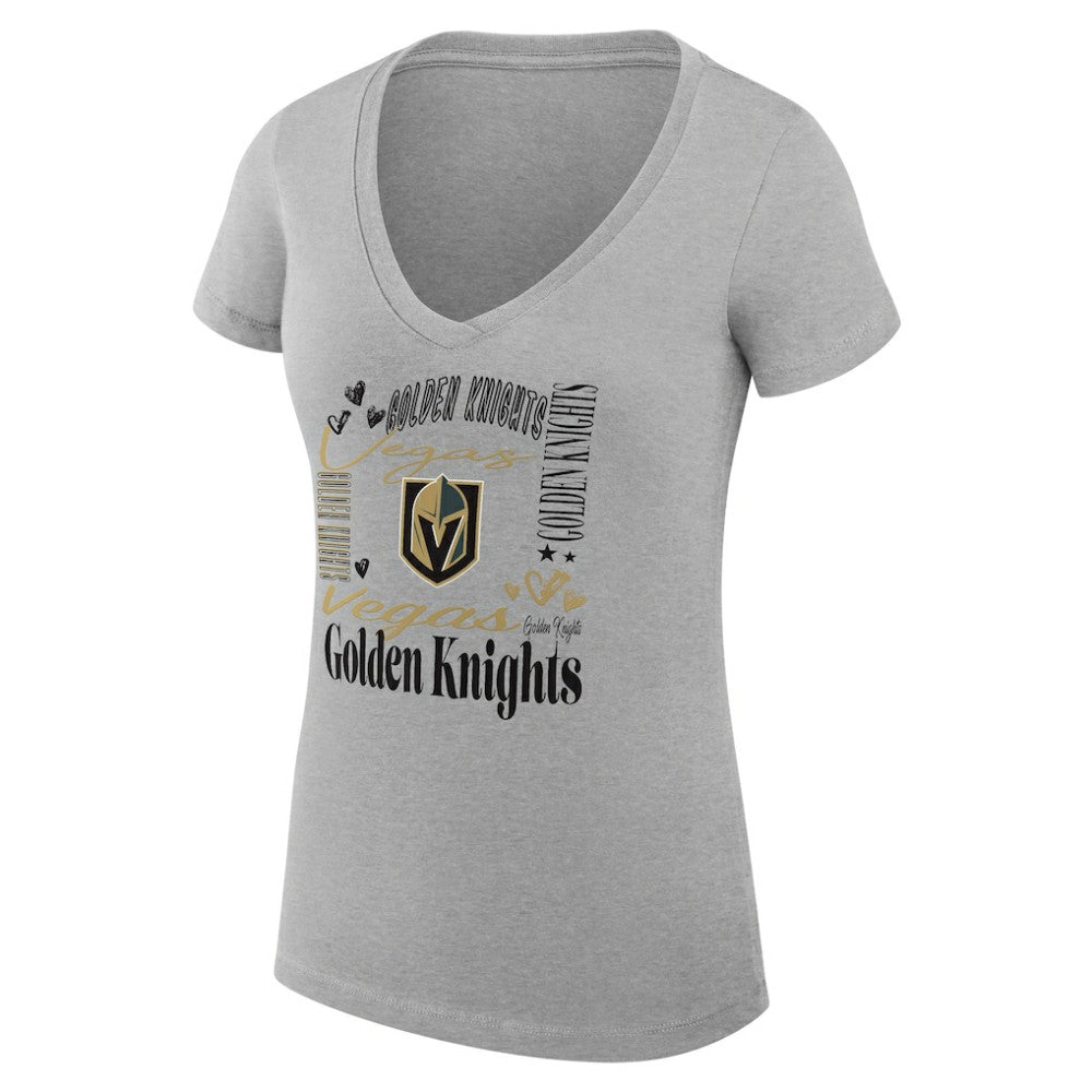 NHL Heather Gray Vegas Golden Knights G-III 4Her by Carl Banks Women's Super-Slim Fit Lightweight Collage Team Graphic T-Shirt