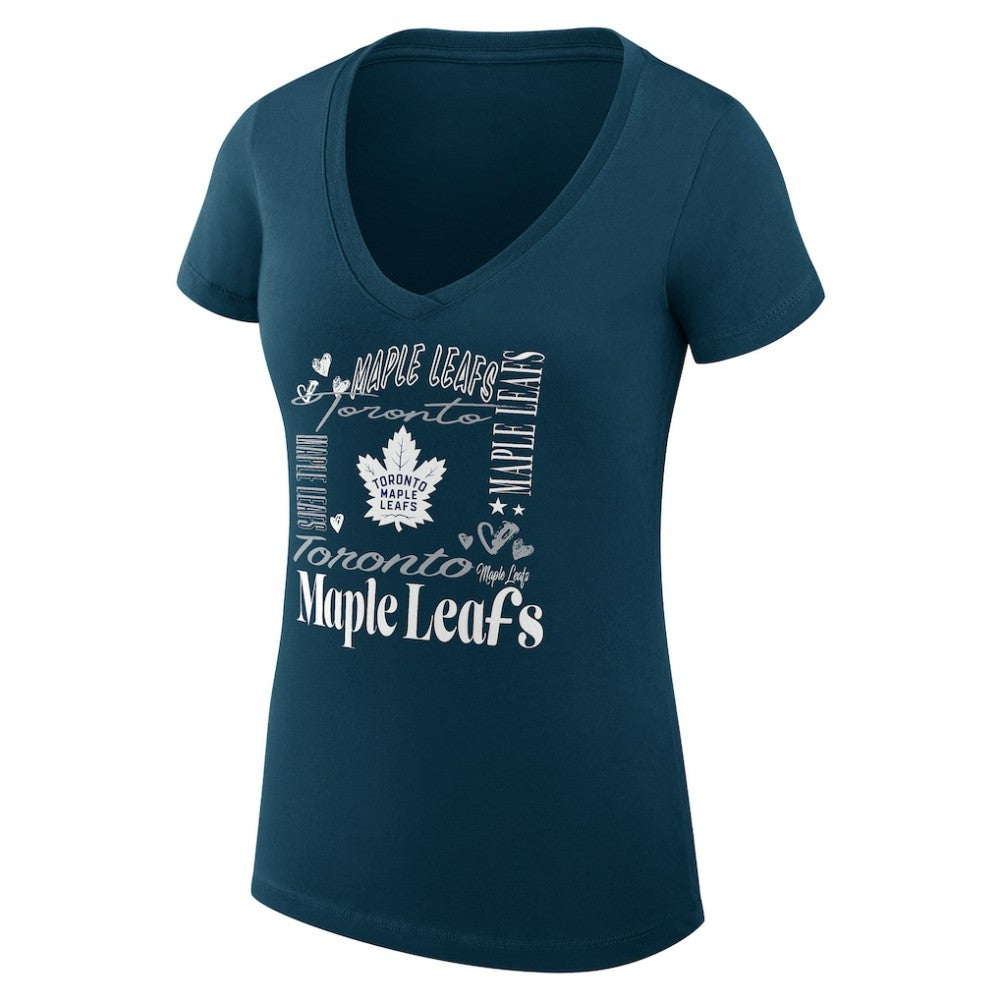 NHL Blue Toronto Maple Leafs G-III 4Her by Carl Banks Women's Super-Slim Fit Lightweight Collage Team Graphic T-Shirt