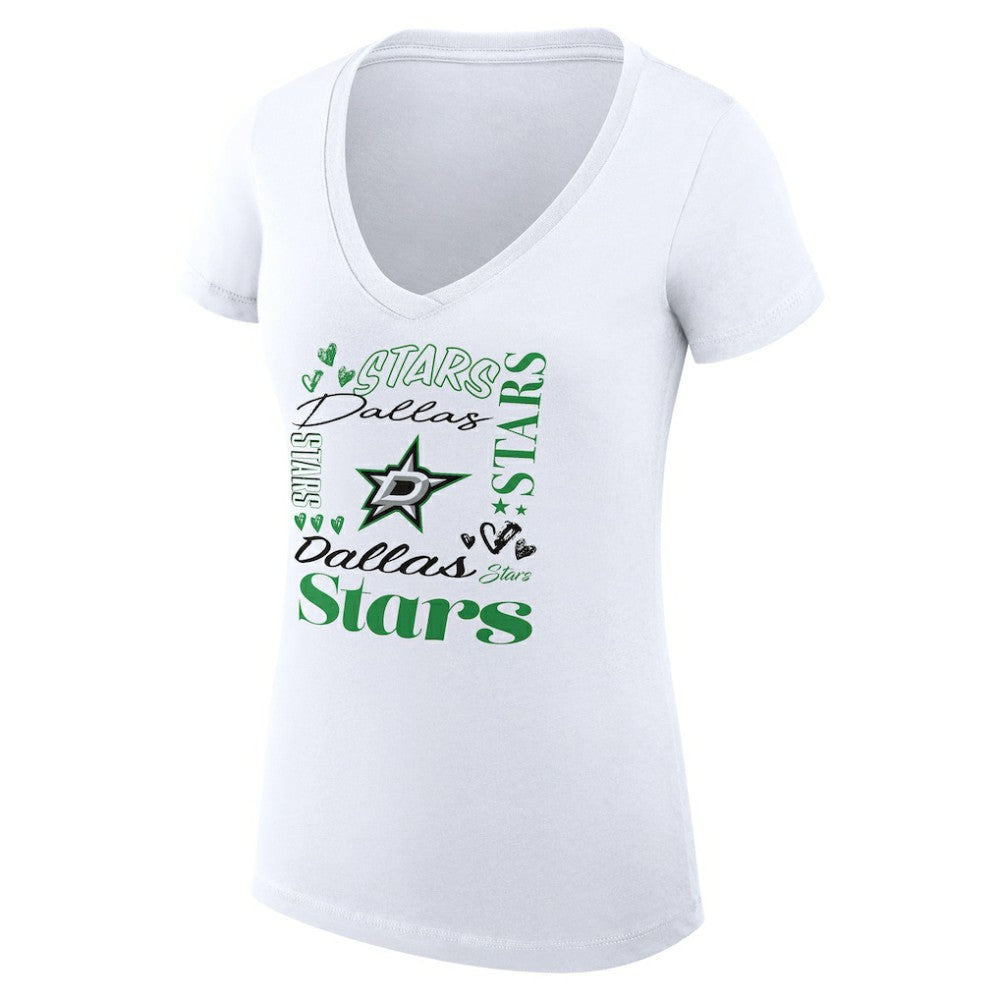 NHL White Dallas Stars G-III 4Her by Carl Banks Women's Super-Slim Fit Lightweight Collage Team Graphic T-Shirt