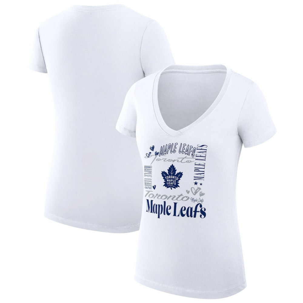 NHL White Toronto Maple Leafs G-III 4Her by Carl Banks Women's Super-Slim Fit Lightweight Collage Team Graphic T-Shirt