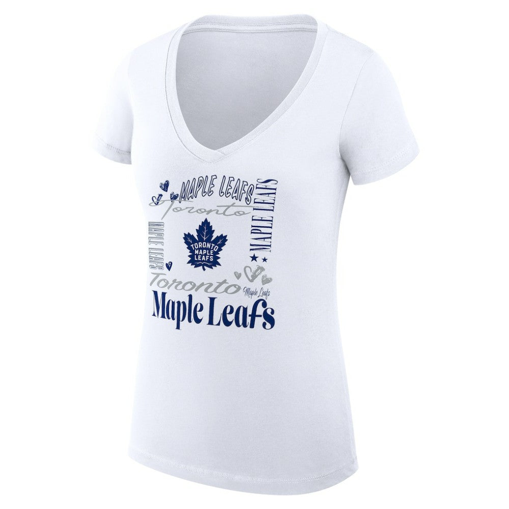 NHL White Toronto Maple Leafs G-III 4Her by Carl Banks Women's Super-Slim Fit Lightweight Collage Team Graphic T-Shirt