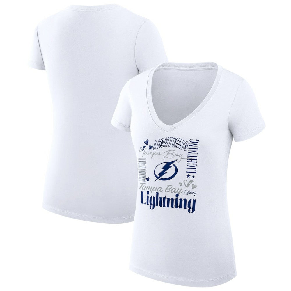 NHL White Tampa Bay Lightning G-III 4Her by Carl Banks Women's Super-Slim Fit Lightweight Collage Team Graphic T-Shirt