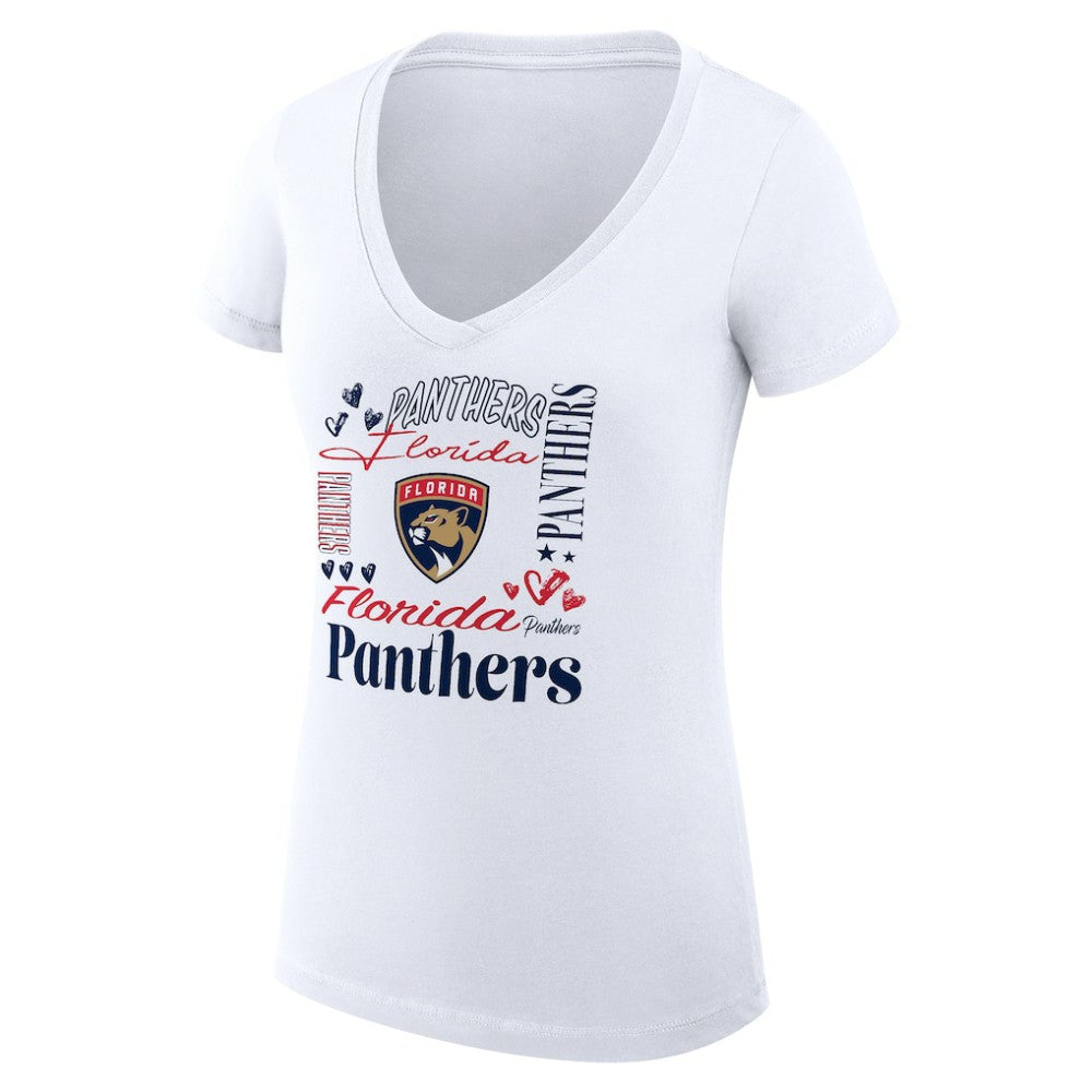 NHL White Florida Panthers G-III 4Her by Carl Banks Women's Super-Slim Fit Lightweight Collage Team Graphic T-Shirt