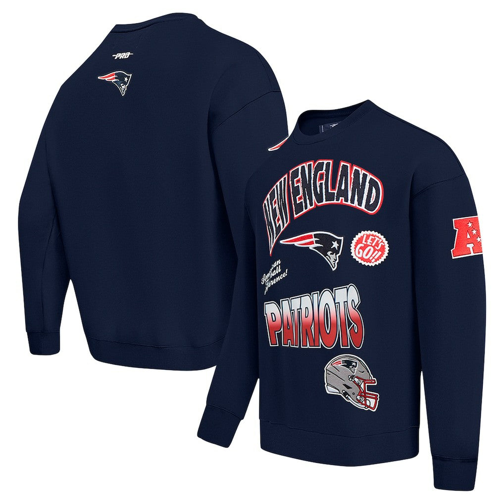 Pro Standard Turn It Up Drop Shoulder Pullover Sweatshirt - New England Patriots