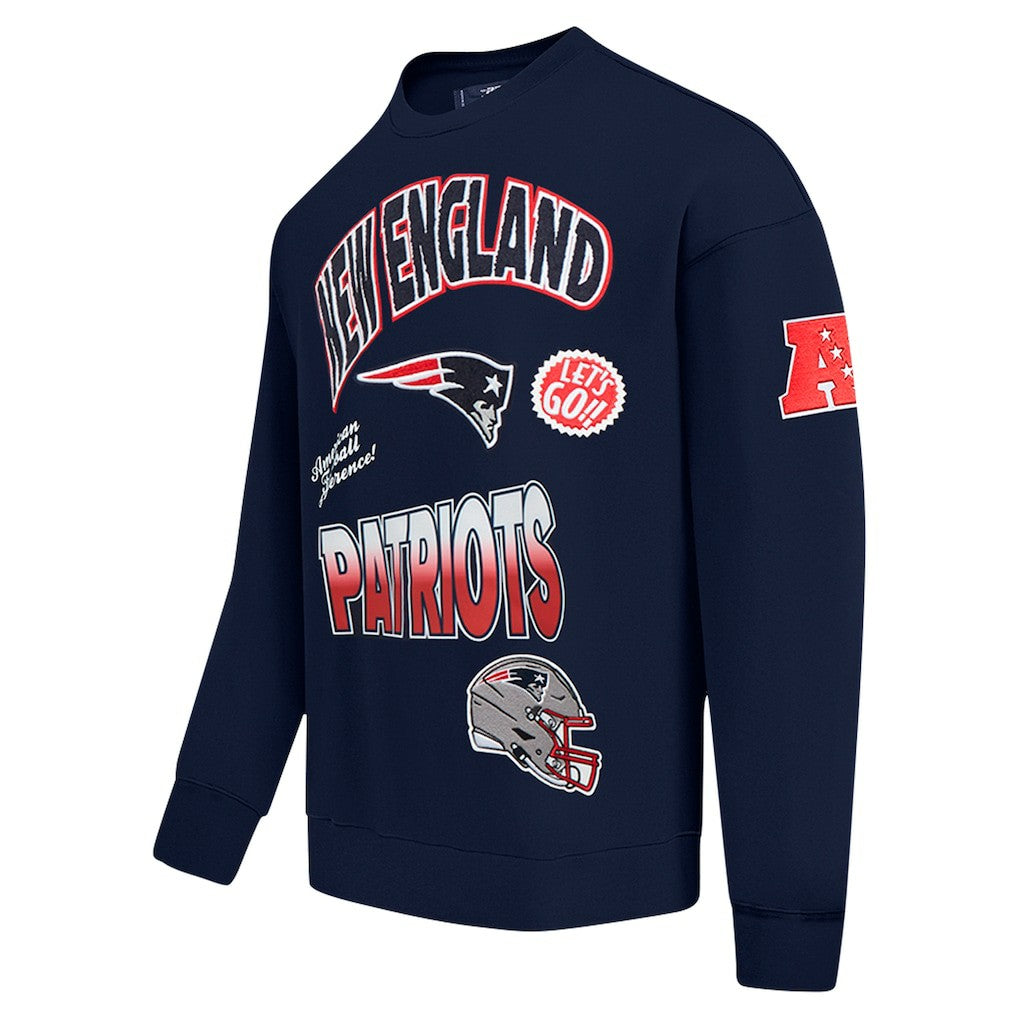 Pro Standard Turn It Up Drop Shoulder Pullover Sweatshirt - New England Patriots