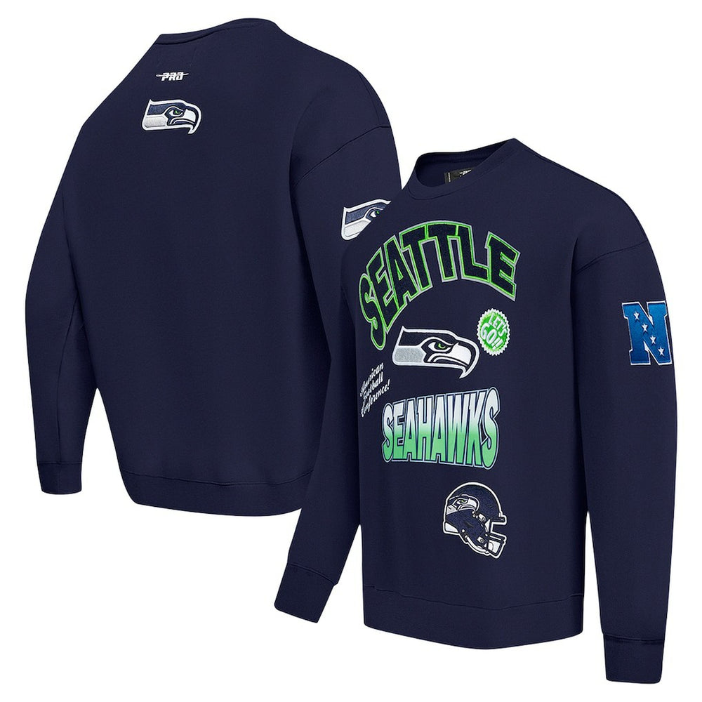 Pro Standard Turn It Up Drop Shoulder Pullover Sweatshirt - Seattle Seahawks