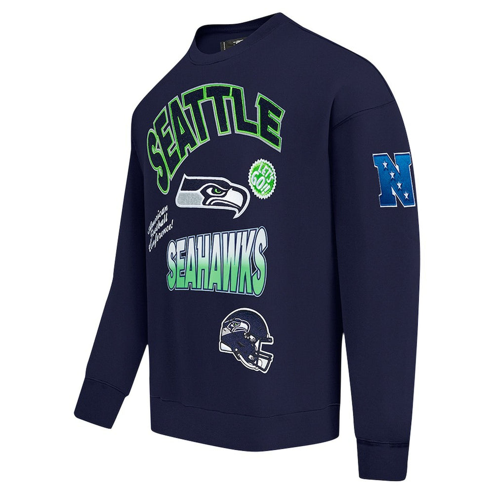 Pro Standard Turn It Up Drop Shoulder Pullover Sweatshirt - Seattle Seahawks