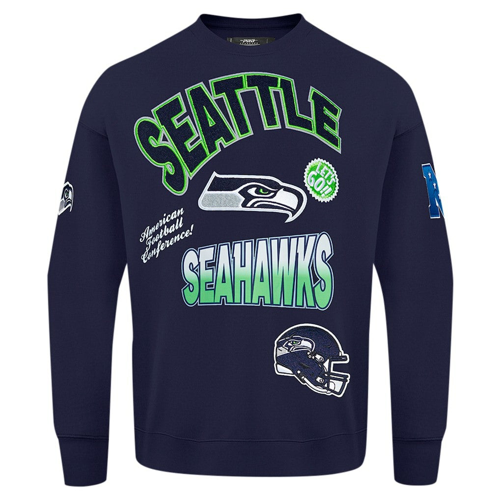 Pro Standard Turn It Up Drop Shoulder Pullover Sweatshirt - Seattle Seahawks