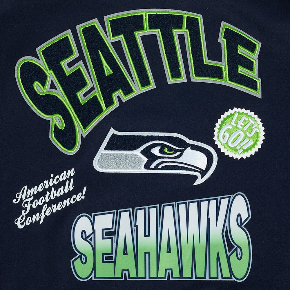 Pro Standard Turn It Up Drop Shoulder Pullover Sweatshirt - Seattle Seahawks