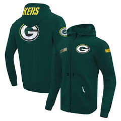 Pro Standard Split Logo Double Knit Full-Zip Hoodie - Green Bay Packers