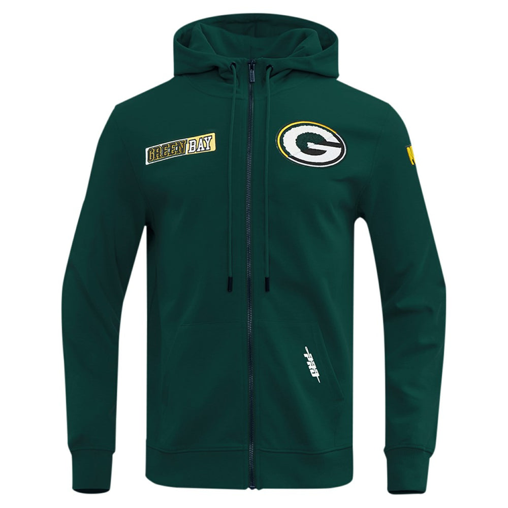 Pro Standard Split Logo Double Knit Full-Zip Hoodie - Green Bay Packers