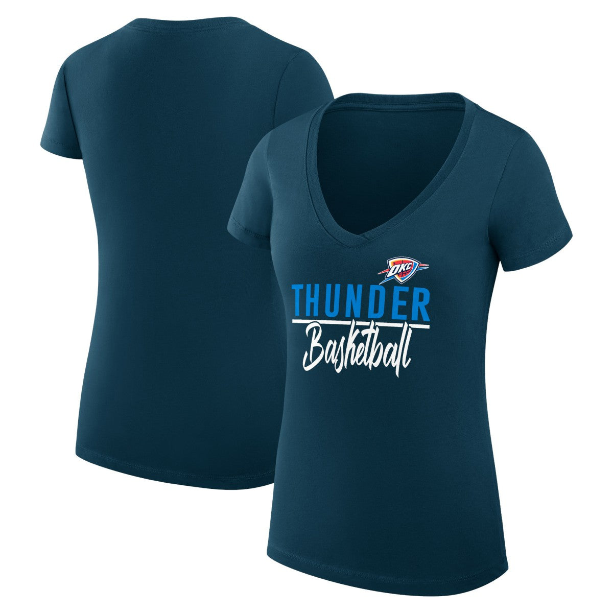 NBA Oklahoma City Thunder G-III 4Her by Carl Banks Women's Super-Slim Fit Lightweight Team Sport V-Neck T-Shirt