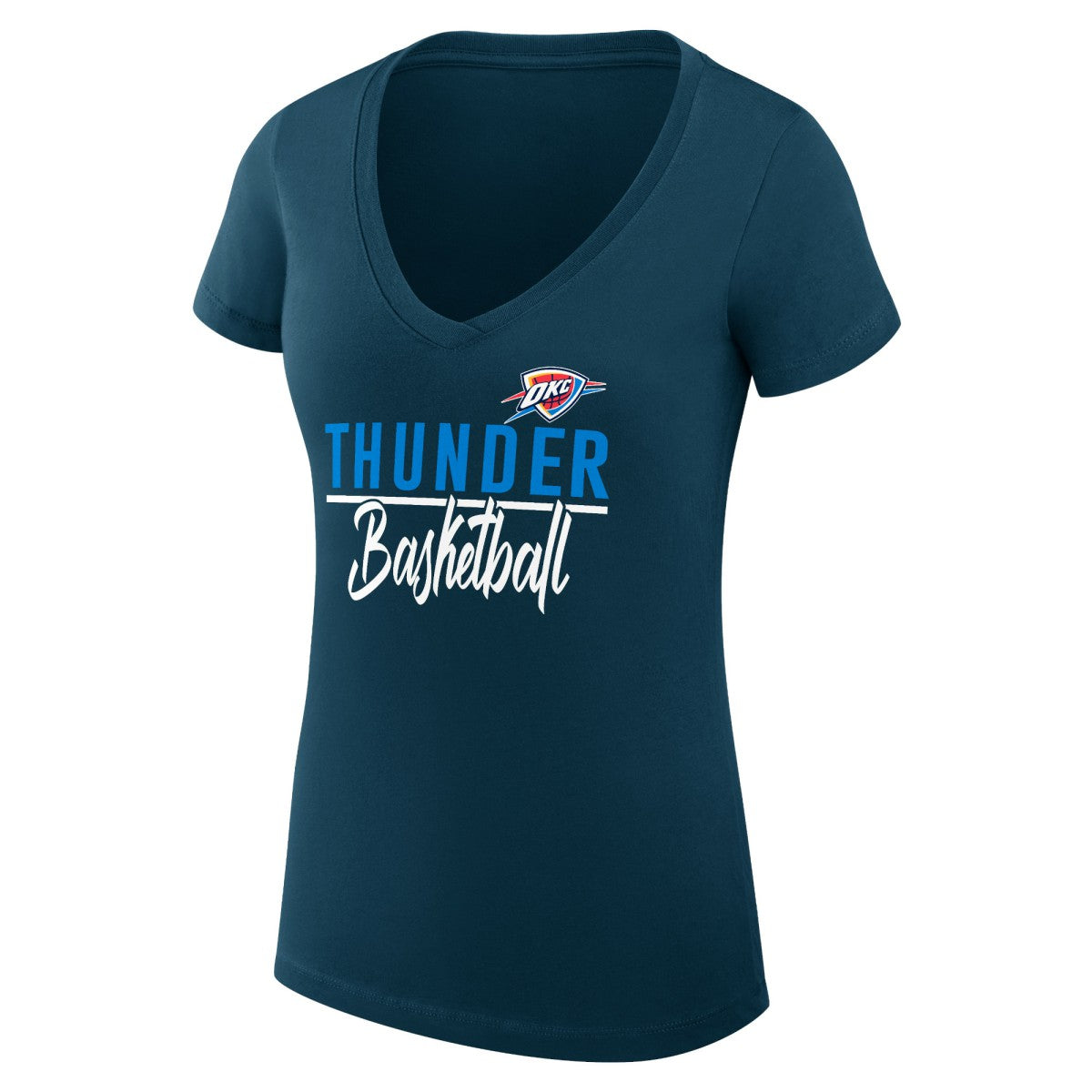 NBA Oklahoma City Thunder G-III 4Her by Carl Banks Women's Super-Slim Fit Lightweight Team Sport V-Neck T-Shirt
