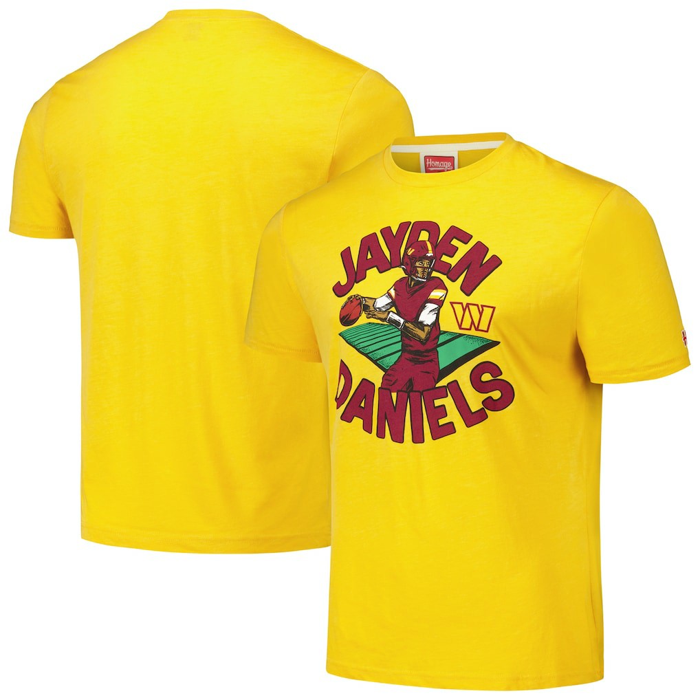 Jayden Daniels  Homage Unisex Caricature Player Tri-Blend T-Shirt - Washington Commanders
