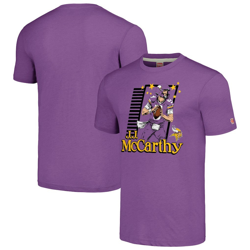 J.J. McCarthy  Homage Unisex Caricature Player Tri-Blend T-Shirt - Minnesota Vikings